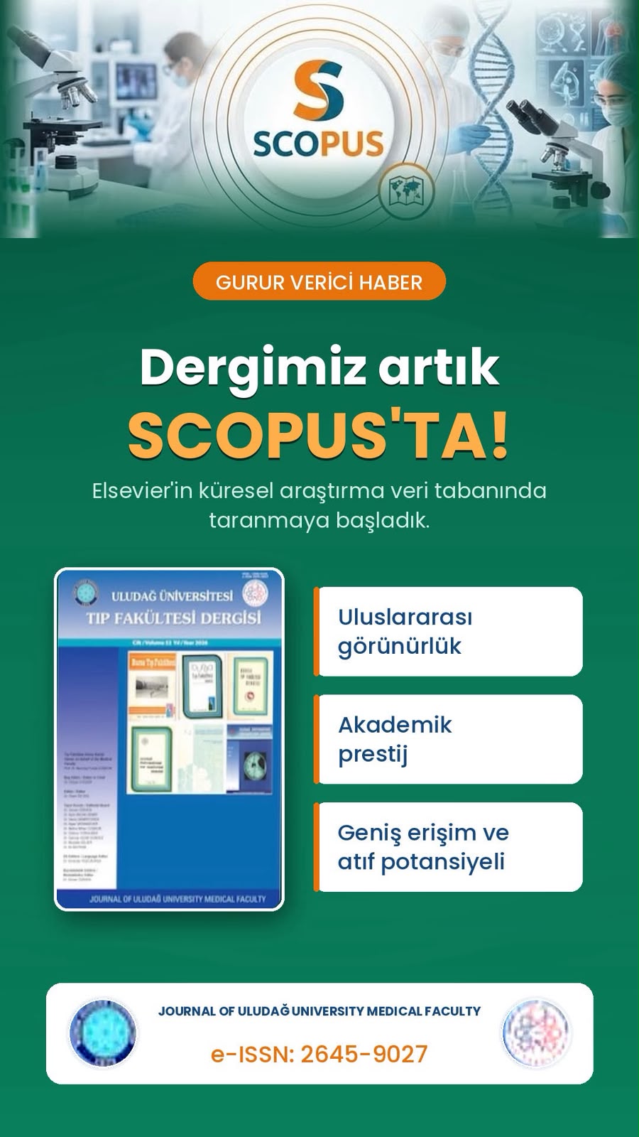 Bursa Uludağ Üniversitesi dergisi artık SCOPUS' ta.